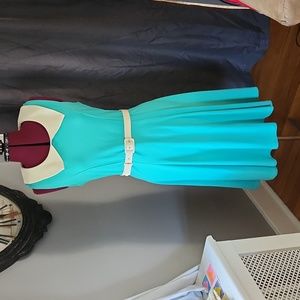 Pinup Girl Clothing XL teal Dress with Belt